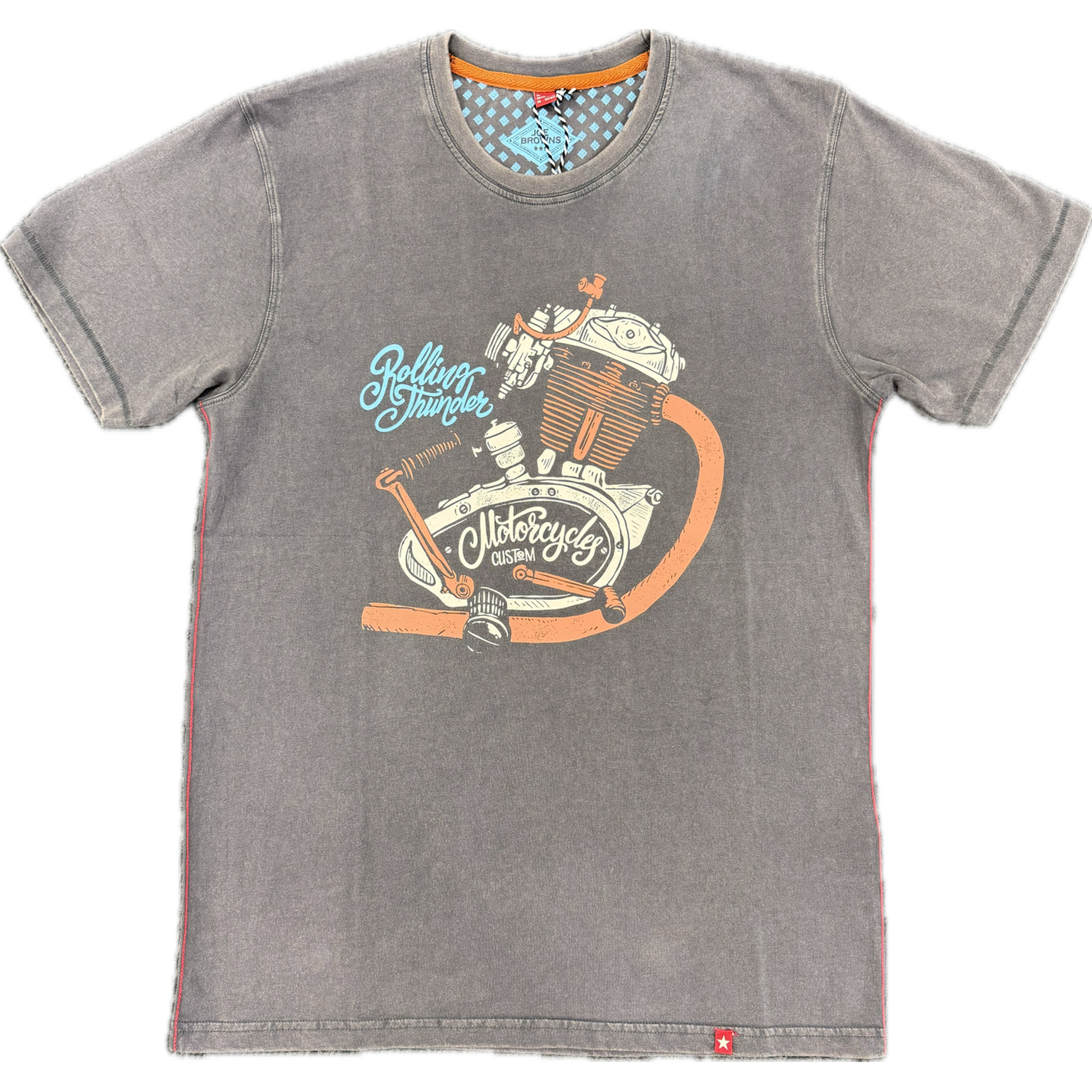 Joe Brown's Tee Shirt - Grey Motorcycle Engine