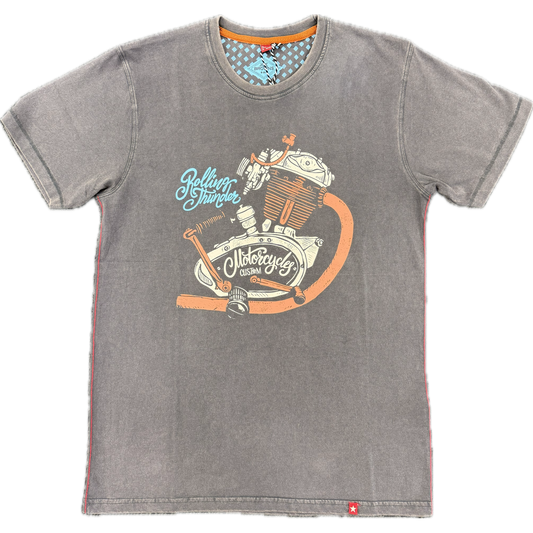Joe Brown's Tee Shirt - Grey Motorcycle Engine