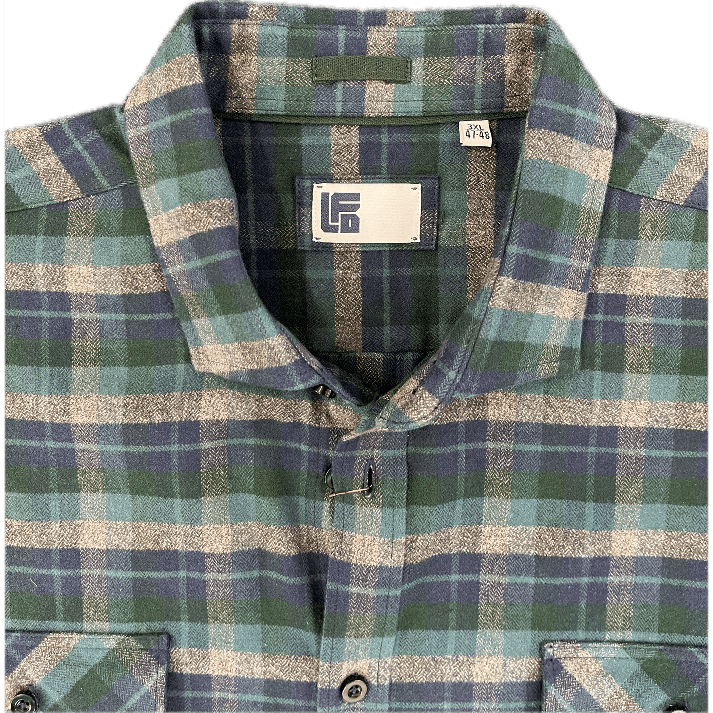 Lichfield Long Sleeve Shirt - Grey/Green Large Check