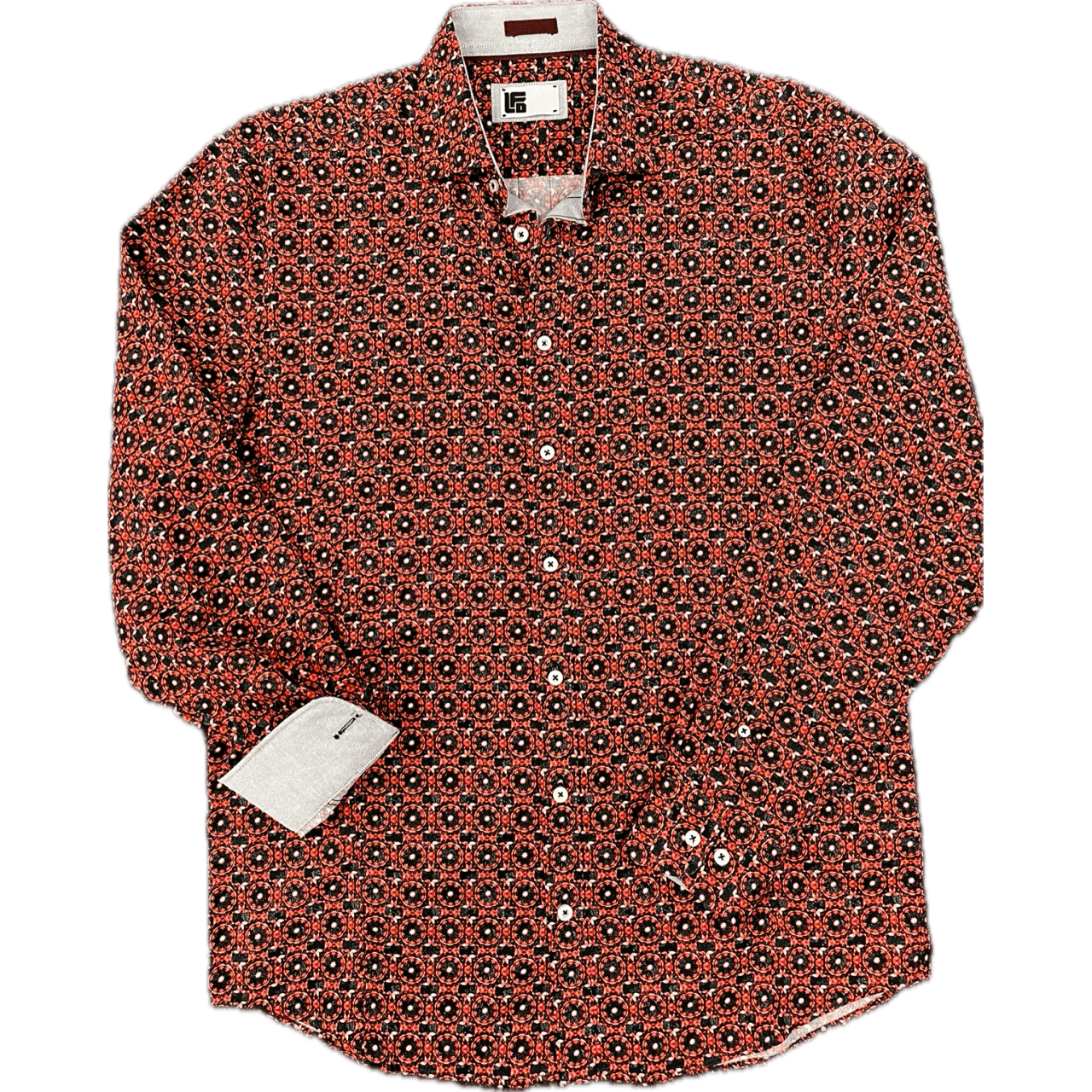 Lichfield Long Sleeve Shirt - Crimson/Grey