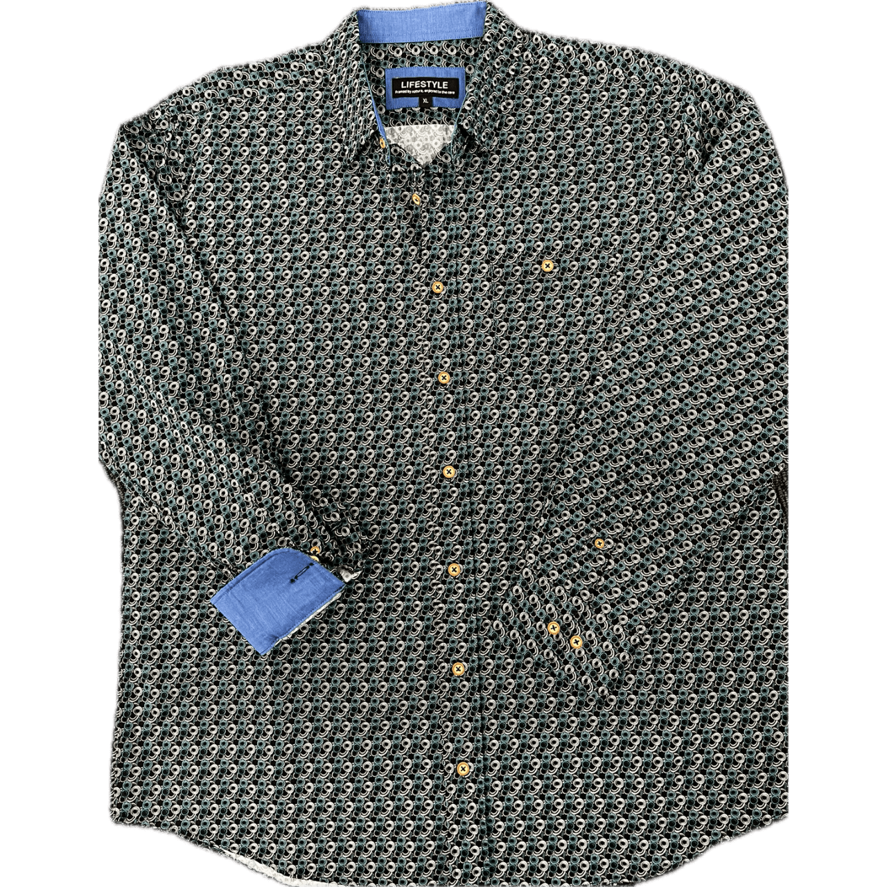 Lichfield Lifestyle Long Sleeve Shirt - Green/Natural Circles