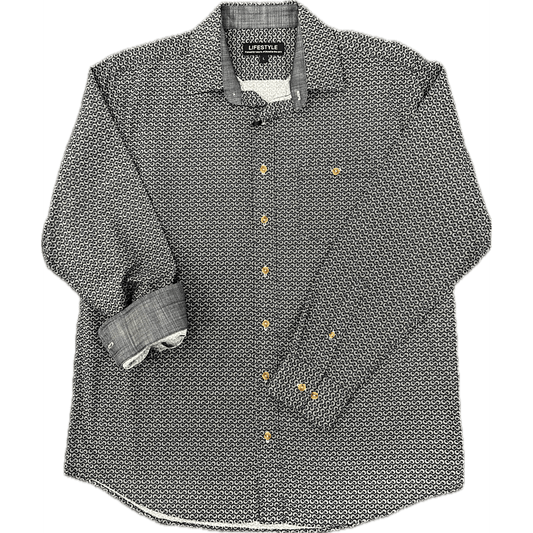 Lichfield Lifestyle Long Sleeve Shirt - Navy/White Kina Print