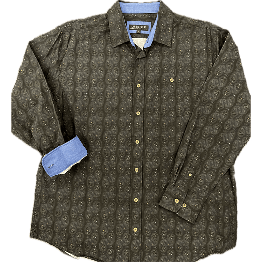 Lichfield Long Sleeve Shirt - Liquorice Modern Paisley