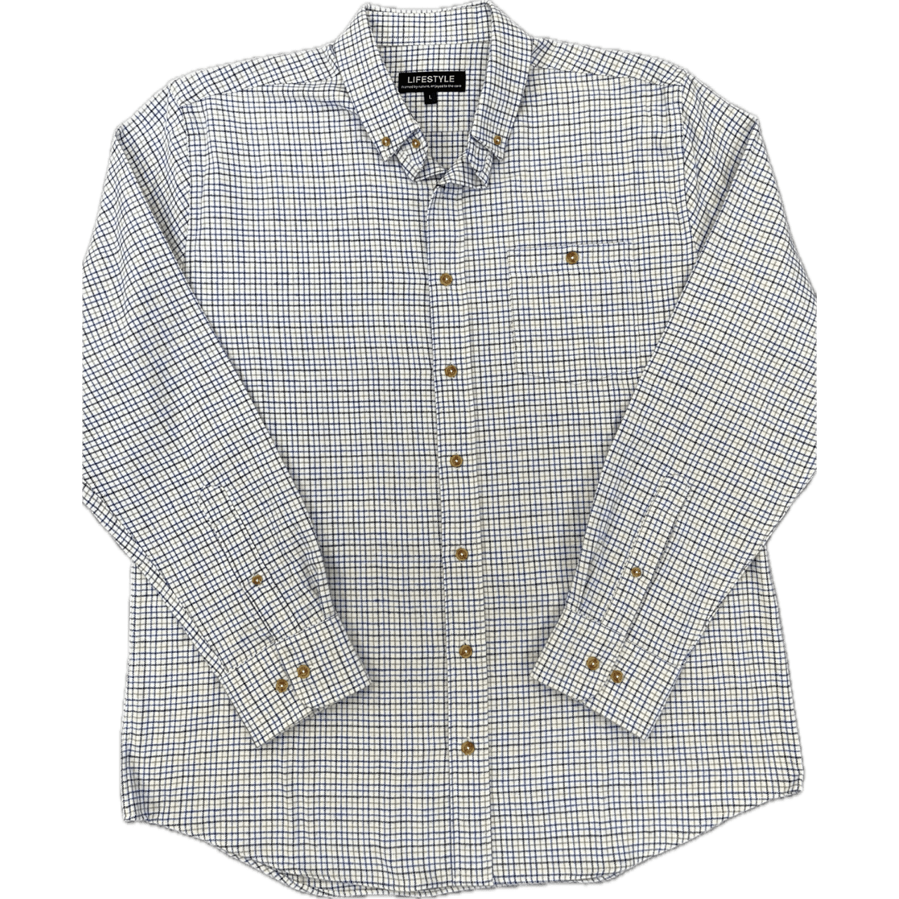 Lichfield Lifestyle Long Sleeve Shirt - Natural/Blue