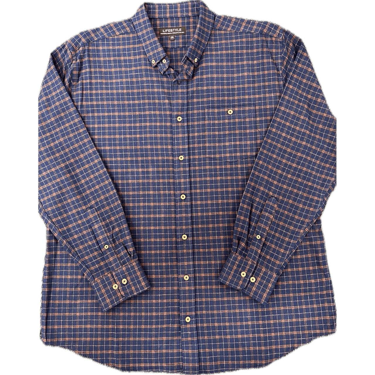 Lichfield Lifestyle Long Sleeve Shirt - Navy/Rust Check