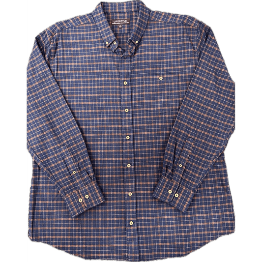 Lichfield Lifestyle Long Sleeve Shirt - Navy/Rust Check