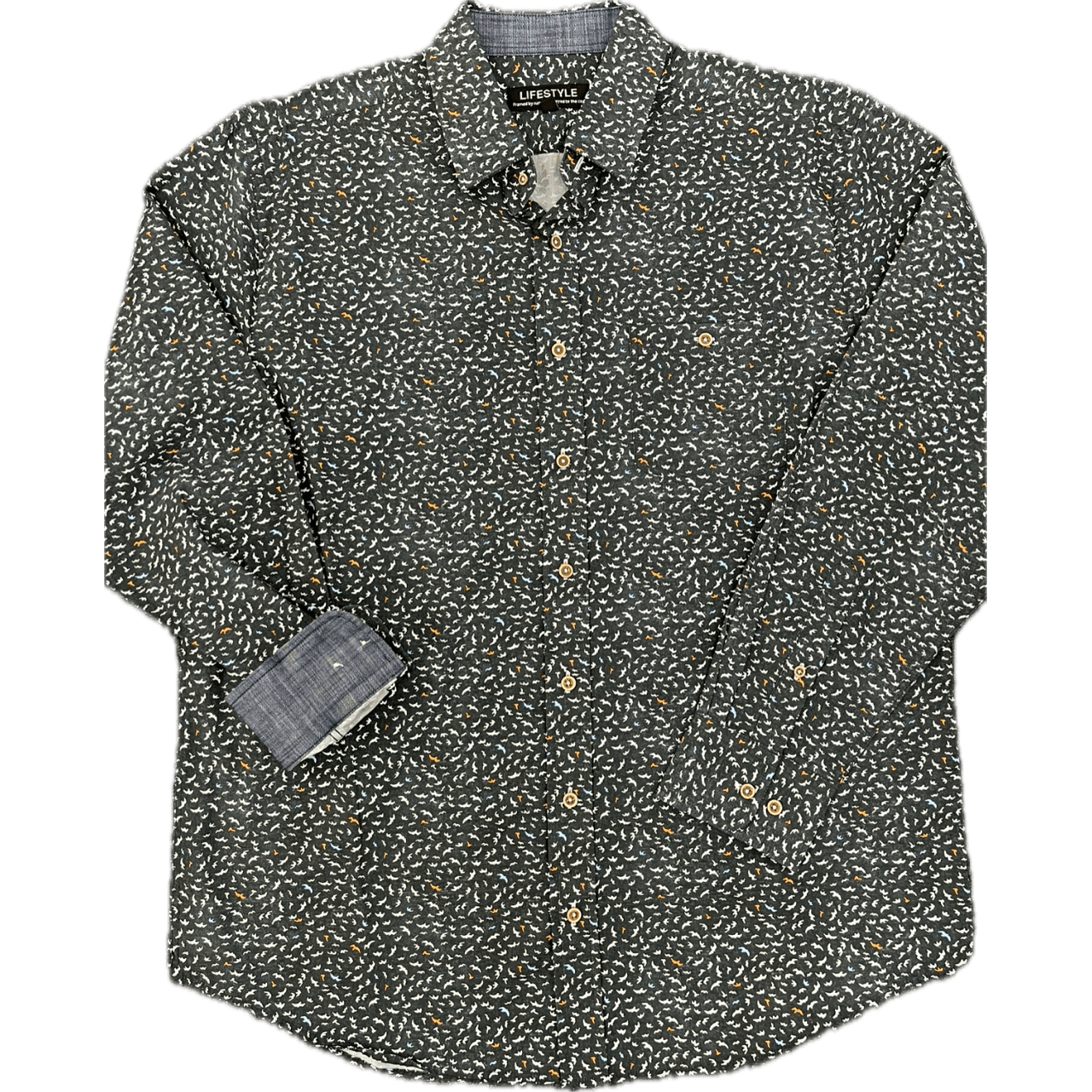 Lichfield Lifestyle Long Sleeve Shirt - Petrol Bird Print