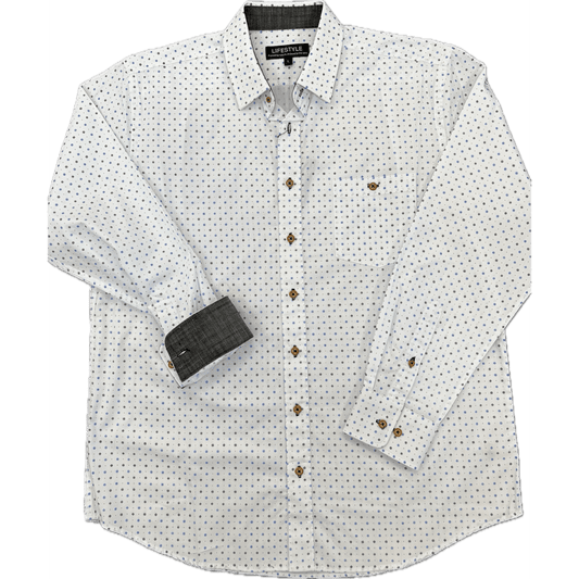 Lichfield Lifestyle Long Sleeve Shirt - White Dobby Print