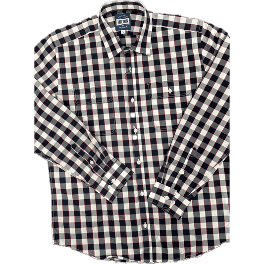 Milton Long Sleeve Shirt - Navy White