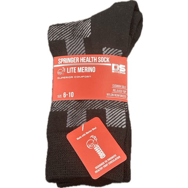 Springer Merino Blend Health Sock - Plaid Black