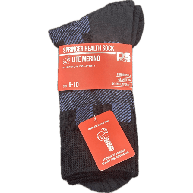 Springer Merino Blend Health Sock - Plaid Navy