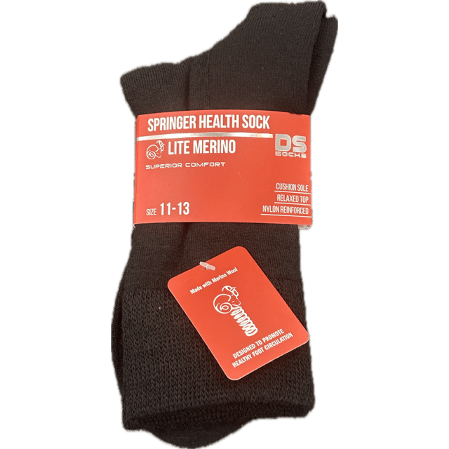 Springer Merino Blend Health Sock - Plain Black