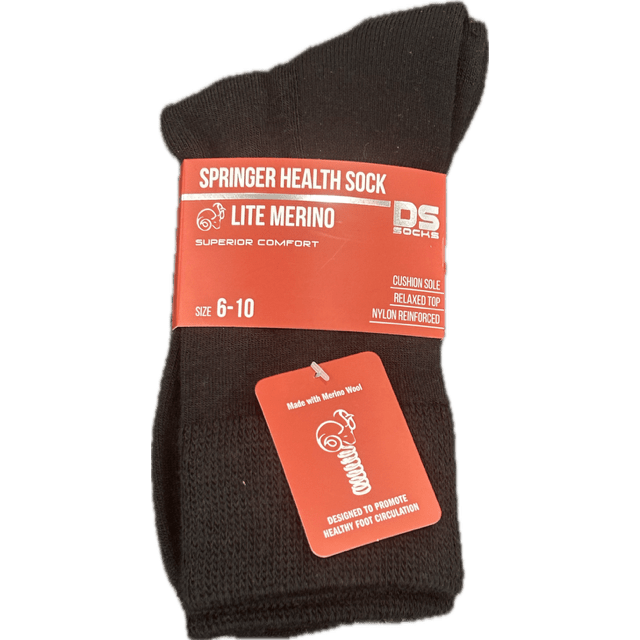 Springer Merino Blend Health Sock - Plain Black