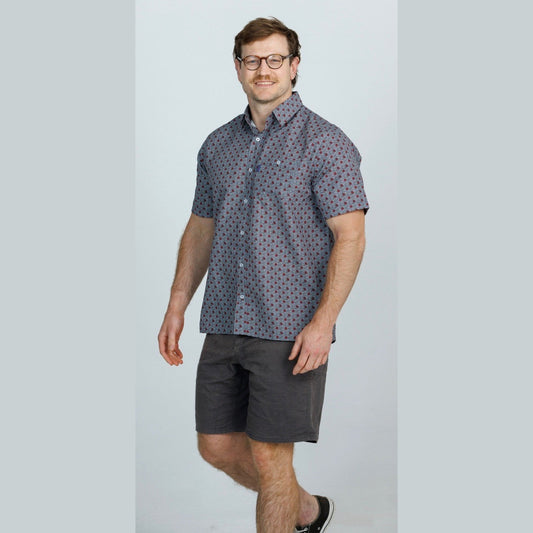 Portobello Road Ironcheater Short Sleeve Shirt - Grey/Red