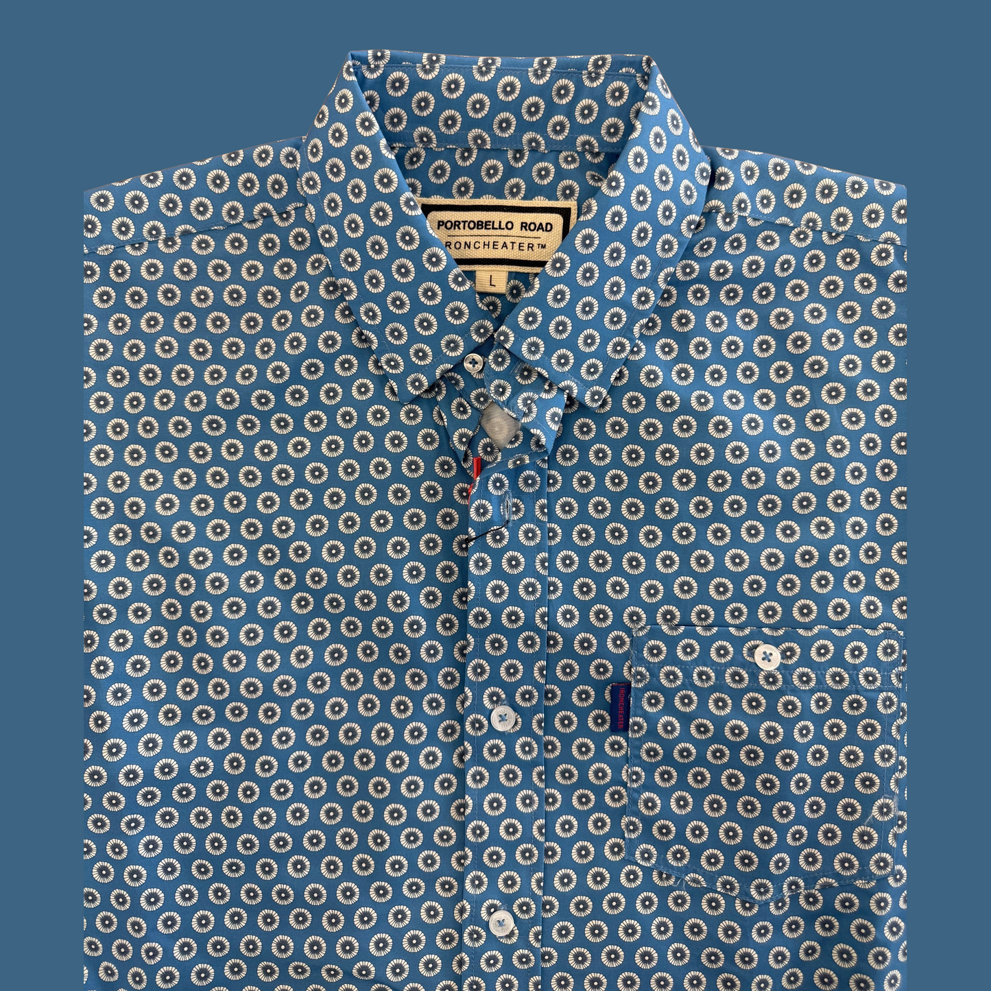 Portobello Road Ironcheater Short Sleeve Shirt - Mid Blue