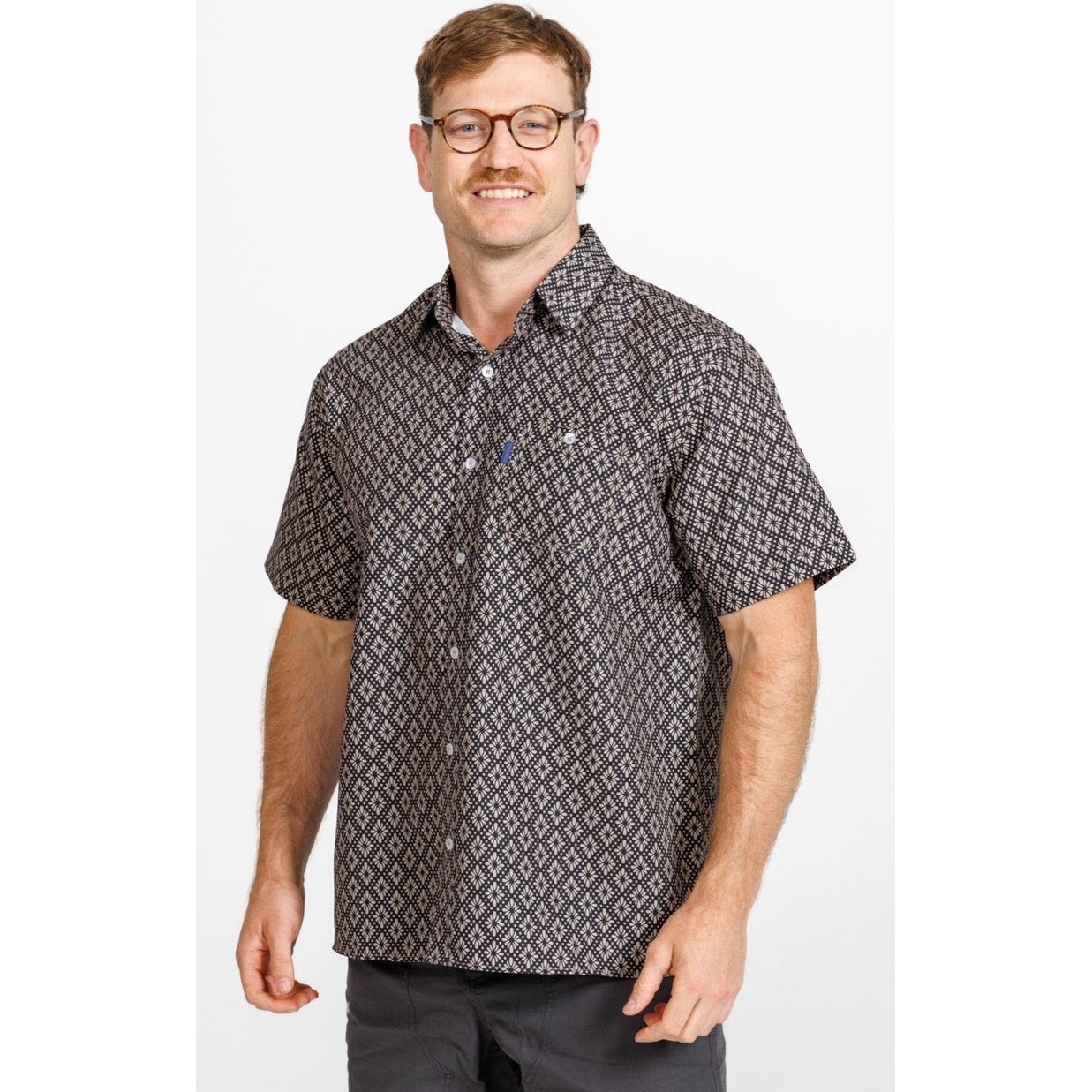 Portobello Road Short Sleeve Shirt - Taupe Art Deco