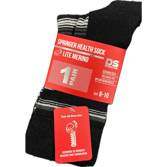 Springer Merino Blend Health Sock - Stripe Black