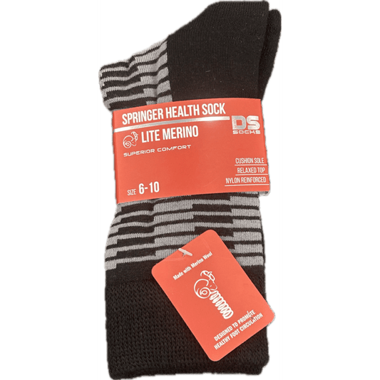 Springer Merino Blend Health Sock - Steps Black