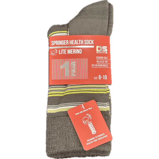 Springer Merino Blend Health Sock - Stripe Bark