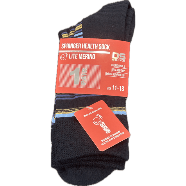 Springer Merino Blend Health Sock - Stripe Navy