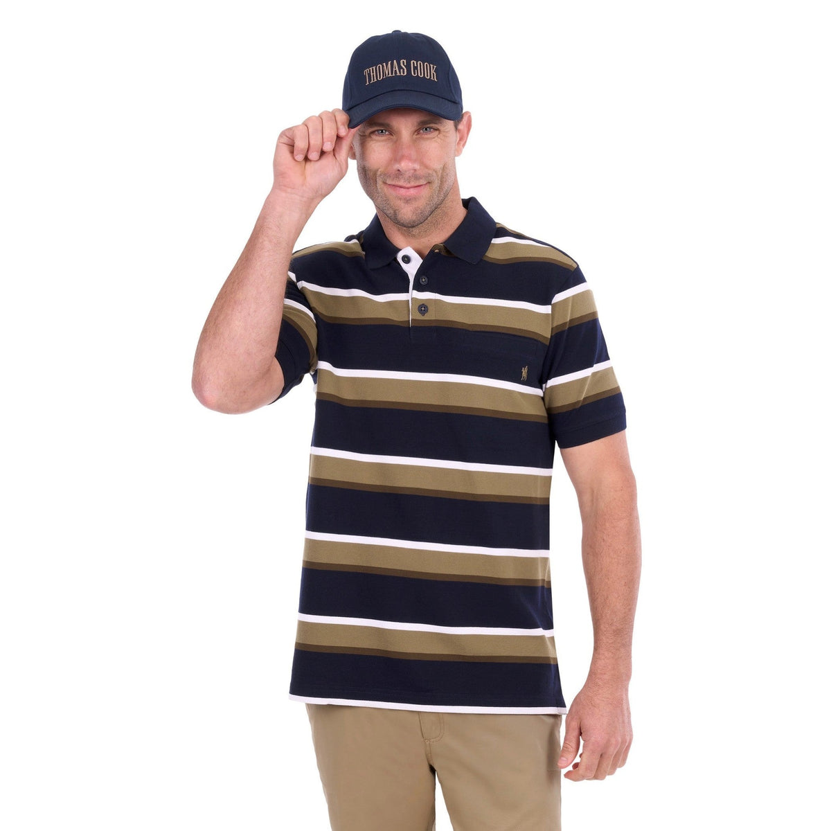 Thomas Cook 'Vincent' Polo - Navy/Tan