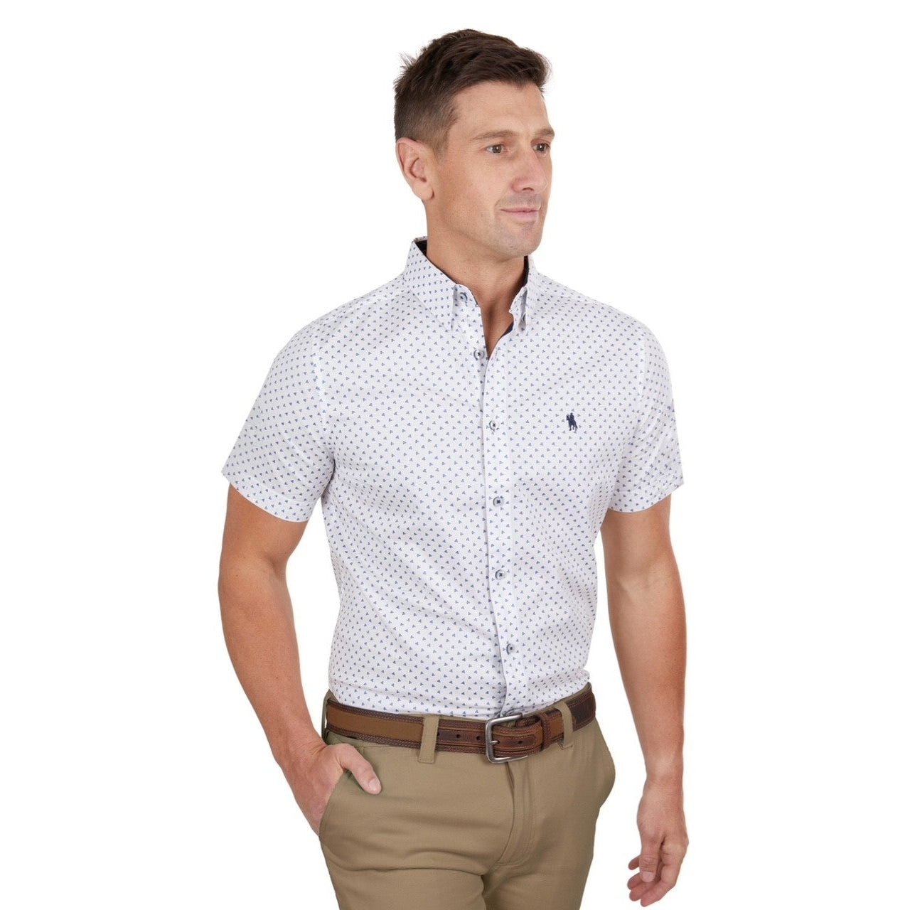 Thomas Cook Short Sleeve Shirt - Royal/White