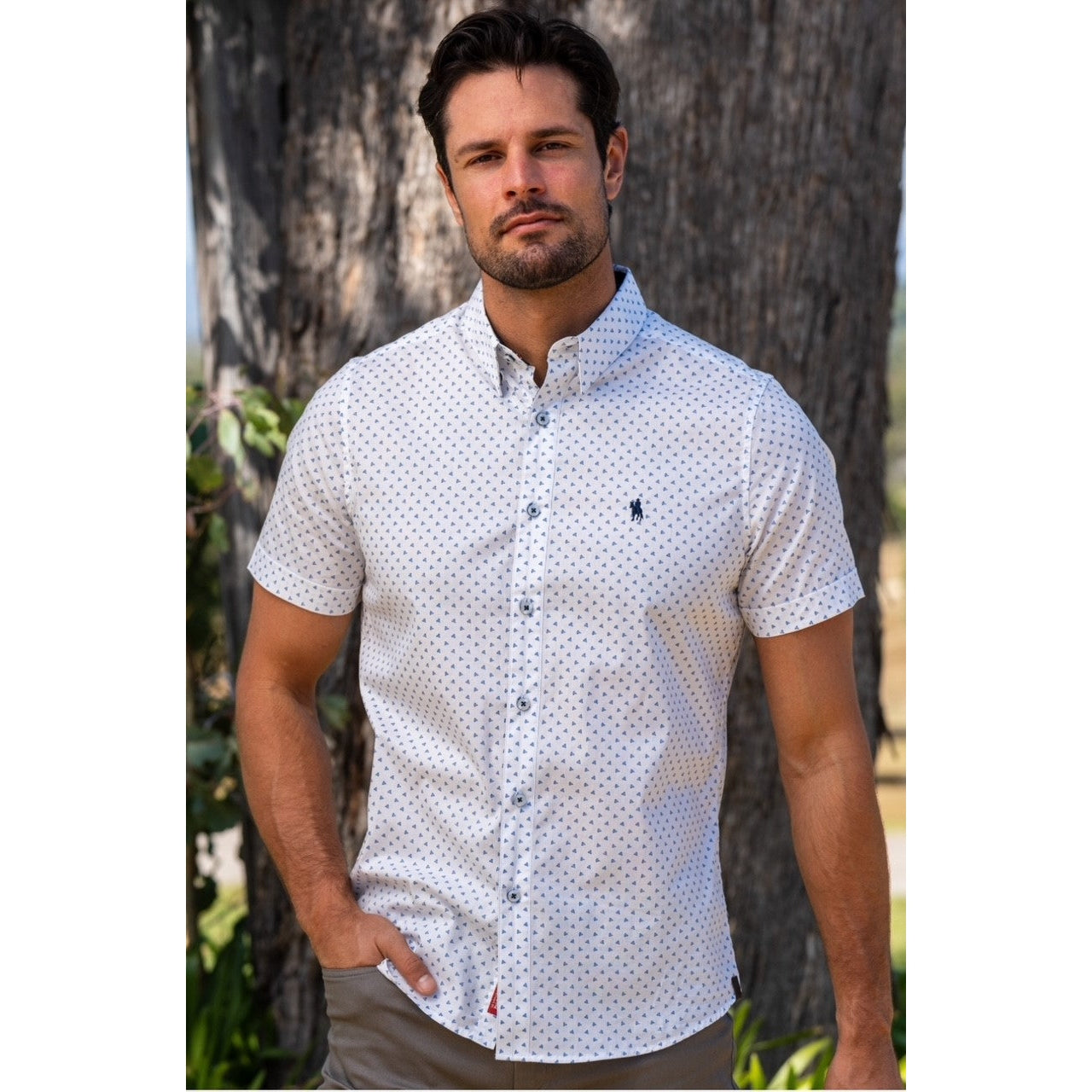 Thomas Cook Short Sleeve Shirt - Royal/White