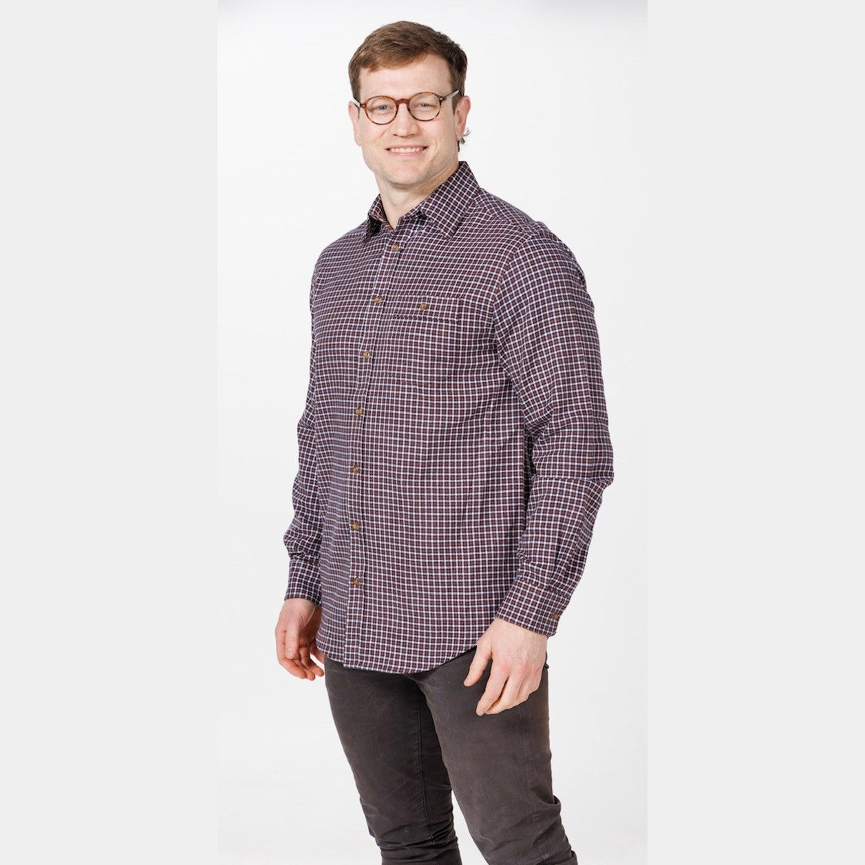 Vonnella Long Sleeve Shirt - Bronze/Navy/Cream
